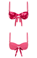 Maillot de bain deux pièces grande taille avec logo imprimé couleur personnalisée, en Repreve, haut à armatures, dos noué, option réversible, froncé et décolleté en U