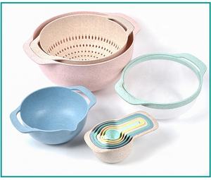 10 unids/set juego de cuencos de arcoíris de paja de trigo con asas utensilios de cocina para lavabo de frutas herramientas de drenaje para hornear - Product Image 6