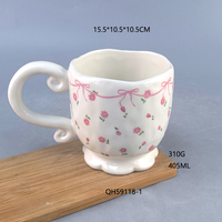 Mug en céramique 3D gaufré fait main, motif petite fleur de calla et de campanule, tasse à eau cadeau en stock