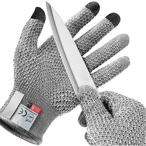 Gants de protection en nitrile noir enduit de paume lisse en nitrile bleu résistant aux coupures gris mélangé de calibre 13