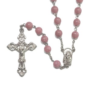 Cuentas de cristal redondas de ágata de imitación, rosadas, oferta de fábrica - Product Image 1