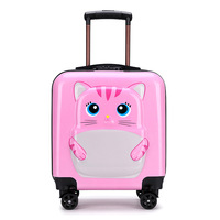 Valise à roulettes universelle de 18 pouces avec serrure à code, motif dessin animé, cabine 3D en ABS PC, sac à bagages pour cadeau d'enfant, singe bleu rose