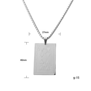 Stainless Steel <b>Playing</b> <b>Card</b> Pendant Necklace Men's Heart Pattern Geometric Design Gift Jewelry 12049 - Product Image 4