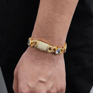Hip Hop Jewelry 12mm <b>Love</b> 8 Character Cuban Chain Zircon <b>Bracelet</b> Men's <b>Bracelet</b> Tanjing - Product Image 3