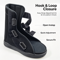 Orthèse cheville-pied en velours rembourrée en mousse avec 3 supports en acier pour stabilisation du pied tombant, rééducation des fractures métatarsiennes et valgus