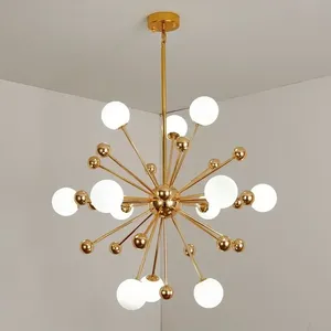 Lampadario a globo per illuminazione cucina e ristorante, lampadario dorato <span class=keywords><strong>in</strong></span> <span class=keywords><strong>plexiglass</strong></span> acrilico, lampada Sputnik a molecole, lampadario italiano - Product Image 2