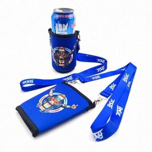 สายคล้องคอแบบปรับได้ พิมพ์ลายโลโก้ส่วนตัวด้วยความร้อนบนผ้าโพลีเอสเตอร์ สำหรับใส่ขวดไวน์ เบียร์ น้ำ หรือแก้ว - Product Image 2