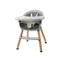 Chaise haute pour bébé la plus vendue avec pieds en bois, plateau double amovible, chaise d'alimentation pour nourrissons en PP avec coussin confortable