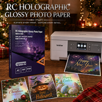 Papier photographique RC réfléchissant en vrac, finition brillante, imprimable jet d'encre, feuilles de papier RC, papier photo RC holographique