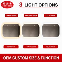 Miroir de salle de bain LED Fullkenlight à forme large et arrondie, rétroéclairage tactile, miroir intelligent LED pour salle de bain