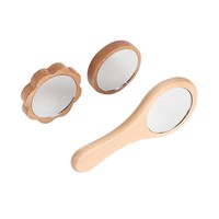Miroir de maquillage portable en bois massif, miroir cosmétique de voyage minimaliste rond et en forme de fleur, outil de beauté et de soin personnel de qualité supérieure