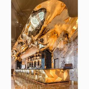 EX978 Stainless Steel <b>Bar</b> Counter with Art Deco Design Durable & Waterproof for High-<b>End</b> Restaurant Interior and Outdoor Use - Product Image 3