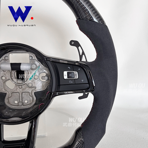 Volante Personalizado de Fibra de Carbono Genuina con Revestimiento de Gamuza para <span class=keywords><strong>Volkswagen</strong></span> Golf 5 6 7 R MK5 MK6 MK7 MK7 GTI Polo Passat CC, Ajuste Perfecto - Product Image 3