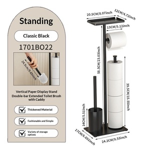 <span class=keywords><strong>Portarotolo</strong></span> da terra YOTO con porta scopino in acciaio al carbonio verniciato a polvere per bagno - Product Image 1