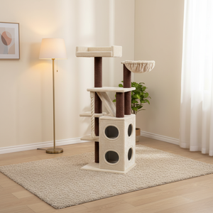 Pohon Kucing YOUME Besar, Kondominium Kucing Abu-abu Muda untuk <span class=keywords><strong>Maine</strong></span> <span class=keywords><strong>Coon</strong></span> dan Ragdoll dengan Tong Penggaruk Sisal, Hammock, Kratzbaum - Product Image 4