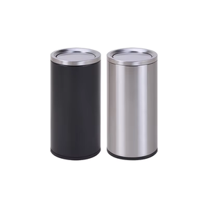Poubelle commerciale de luxe pour hôtel, en acier inoxydable, type ouvert, ronde, verticale, <span class=keywords><strong>avec</strong></span> <span class=keywords><strong>couvercle</strong></span> semi-basculeur, personnalisable pour centre commercial et hall d'hôtel - Product Image 2