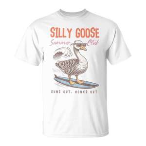 Camiseta de surf Silly Goose Summer Club para mujer, ropa informal para viajes a la playa - Product Image 1
