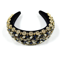 Hot Selling Wide Padded Multi color Design Strass Kristall Haar bänder Farbe Schwamm Barock Diamant Stirnbänder für Frauen