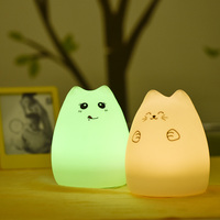 Lampe de chevet USB en silicone en forme de chat mignon pour enfants, idéale pour la chambre à coucher et la table de chevet