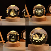 Décorations de Noël 3D Lumineuses pour Table, Boule de Cristal 3D, Veilleuse pour Enfant, Père Noël, Cerf, Veilleuse en Verre, Cadeau de Noël pour Enfants