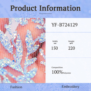 Đa-Màu Sắc Long Lanh Huỳnh Quang Vải 100% Polyester Thêu Lưới Vải Cho Buổi Tối Ăn Mặc - Product Image 2