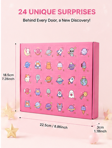 Cute Cartoon Space Theme 24 Day Advent <b>Calendar</b> Box Foldable Paperboard Christmas Mystery Box for Candy and Small Toy - Product Image 2