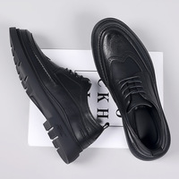 Chaussures en cuir décontractées pour hommes, style britannique, automne 2026, gaufrées, respirantes, faites à la main, à lacets, semelle extérieure en caoutchouc antidérapante