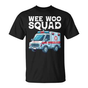 T-shirt promotionnel Wee Woo Squad Ambulance pour adulte, unisexe, col rond, manches courtes - Product Image 1