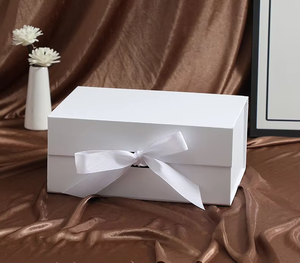 Eco-friendly Foldable <b>Magnetic</b> <b>Gift</b> <b>Box</b> With Ribbon Closure Ivory Board Rigid Rectangle High-End Packaging For <b>Gift</b> Craft - Product Image 5
