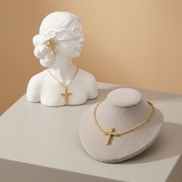 316L Edelstahl Kreuz-Schmuckset mit Zirkonia-Besatz, Goldton, Halskette und Ohrringe, Hypoallergen, Individuelles Design