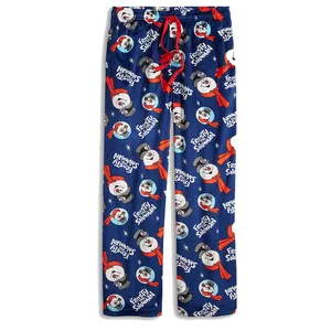 Pantalon de pyjama de mode de haute qualité en usine bas de sommeil doux pantalon de détente en polyester bas de pyjama imprimés avec logo personnalisé