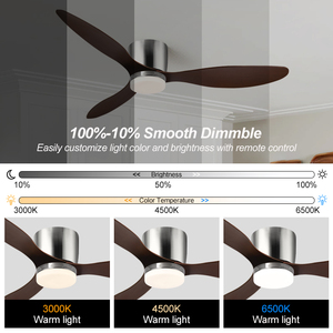 C097 Ventilateur de plafond moderne à led avec lumière et télécommande Ventilateur de plafond de 42 et 52 pouces Lampe ABS Ventilateur de plafond à 3 pales et lumière pour le salon - Product Image 4