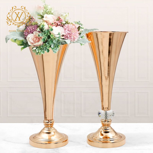 Trumpet Shaped <strong>Flower</strong> <strong>Vase</strong> With Crystal Ball Simple European Style Desktop <strong>Flower</strong> Stand for Gold Centerpieces Wedding Home Decor - Product Image 1