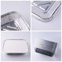 10 20 50 PCS Food Grade Disposable Aluminum Foil Food Container Aluminum Takeaway Trays Rectangle Aluminium Foil Plate with Lid