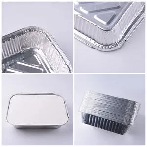 10 20 50 Stuks Food Grade Wegwerp Aluminiumfolie Voedselcontainer Aluminium Lade Rechthoek Aluminiumfolie Platen Met Deksels