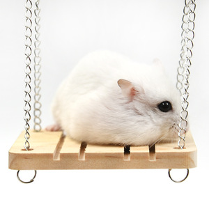 Columpio de madera para hámster, juguete de 8,5 cm x 7 cm con cadena, equipo de juego para ejercicio, decoración de jaula para mascotas pequeñas - Product Image 4