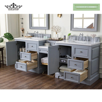 Goldtop Personnalisé Luxe Double Lavabo Salle De Bains Vanité Mur Monté Intelligent Miroir Armoire Style Traditionnel Debout Au Sol