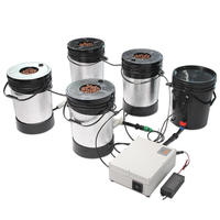 Système d'aéroponie et d'hydroponie à recirculation, 5 seaux ronds, seau de clonage, matériau de couverture en PP haute rigidité, système de culture en intérieur