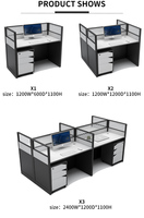 Bureau d'ordinateur en mélamine, vente en gros d'usine, moderne, bureau de bureau, 4 personnes, armée