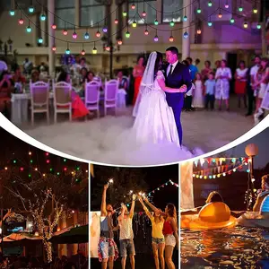 Hot Bán Halloween Lễ Hội Phục Sinh 12 Ổ Cắm Trang Trí Bóng Đèn Nhà Máy Giá Sợi S14 RGB Led String Chiếu Sáng