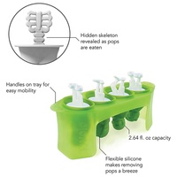 Ensemble de 4 moules à glaces en silicone pour Halloween avec bâtonnets squelette, compatibles lave-vaisselle, avec des éléments d'horreur