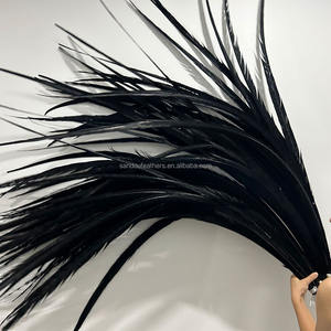 Plumes de faisan de carnaval noires longues teintes, plumes de queue de faisan Reeves pour costumes de festival de carnaval époustouflants - Product Image 2