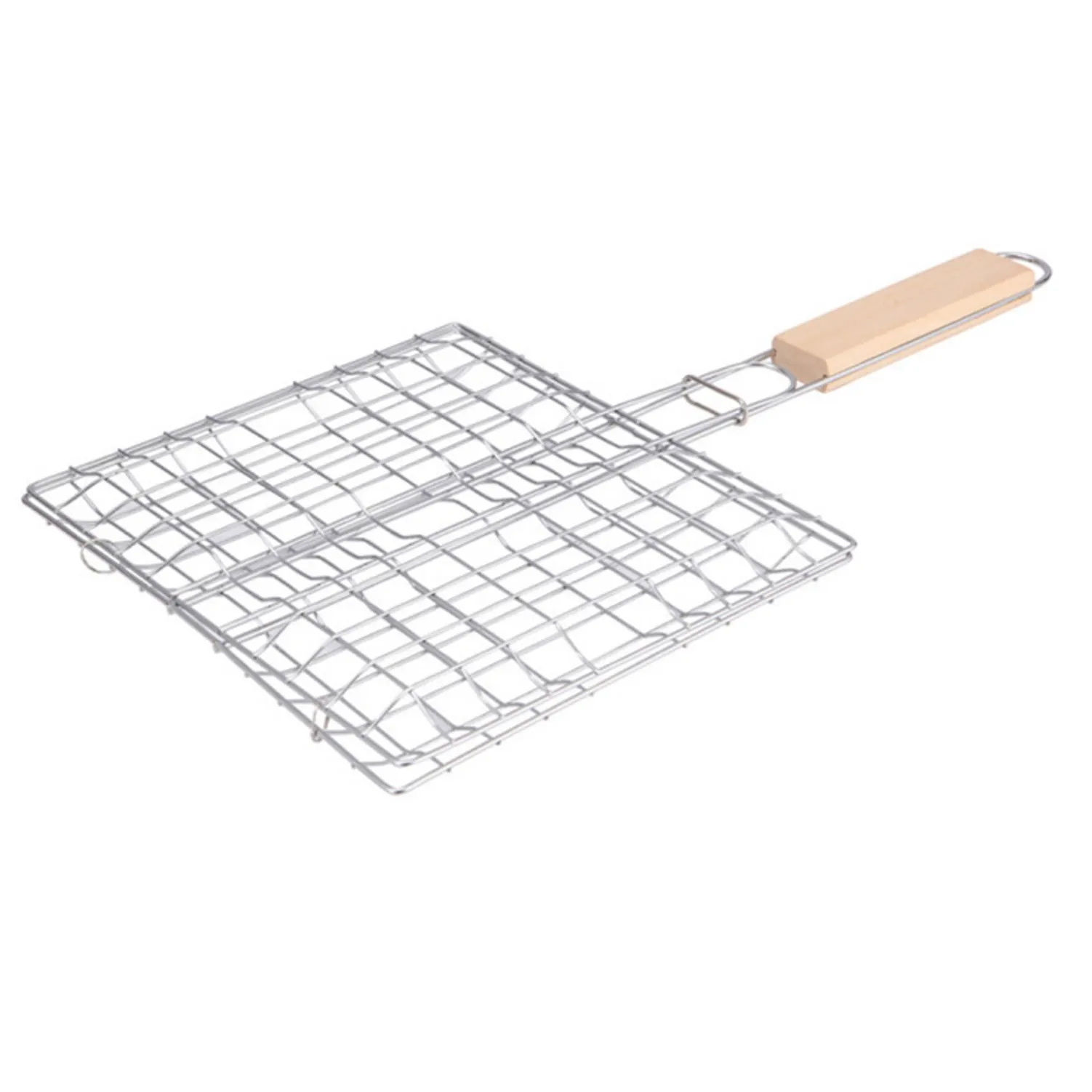 Houtskool Bbq Barbecue Vis Grill Rack Gebraden Vlees Groente Bbq Gereedschap Met Houten Handvat