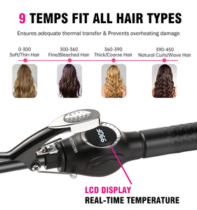 Moehair <span class=keywords><strong>9Mm</strong></span> Nhỏ Wand Curling Sắt Curling Sắt Chuyên Nghiệp Gốm Tourmaline Lớp Phủ Thùng Tóc Curler Với Màn Hình LCD Hiển Thị - Product Image 2
