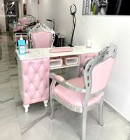 Table de manucure rose personnalisée, chaise de pédicure moderne, pour ongles, ensemble de meubles de salon de manucure, couleur rose, pièces