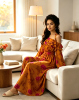 Robe plissée rétro imprimée à une épaule, taille haute élastique, coupe évasée, longueur midi, élégante et sans manches – Meilleure vente