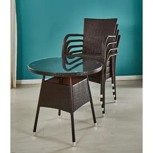 wholesale super nice outdoor rattan dining furniture 4 people cheap restaurant tables chairs