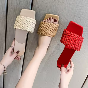 슬리퍼 여성 여름 한 줄 짠 벨트 착용 가벼운 여성 샌들 한국 게으른 샌들 - Product Image 6