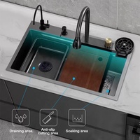 Évier de cuisine intelligent avec affichage numérique, accessoires durables en acier inoxydable 304 SS pour cuisine moderne avec double bac