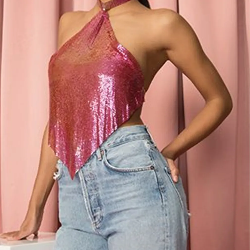 NOVANCE YX1215 Sequin bright Backless suspender vest crop top fashion camisole tank crops women blouses and tops lady sexy